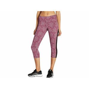 ASICS Womens  Kate Mesh Capri Leggings Purple Pink Pattern SZ SMALL S NWT $55.00